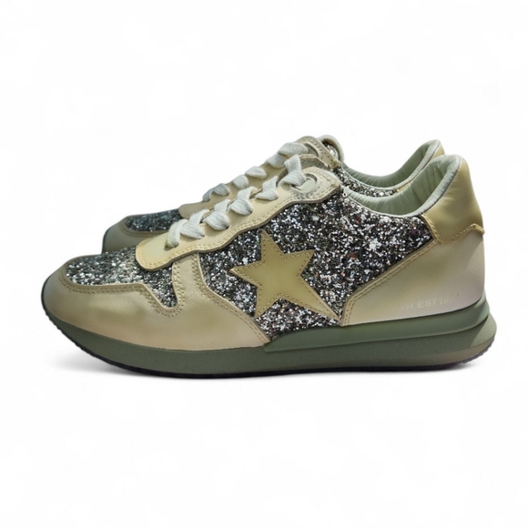 New Vintage Havana Leather Splendid Sneakers With Embellishments Olive Green 6.5 - Picture 3 of 10